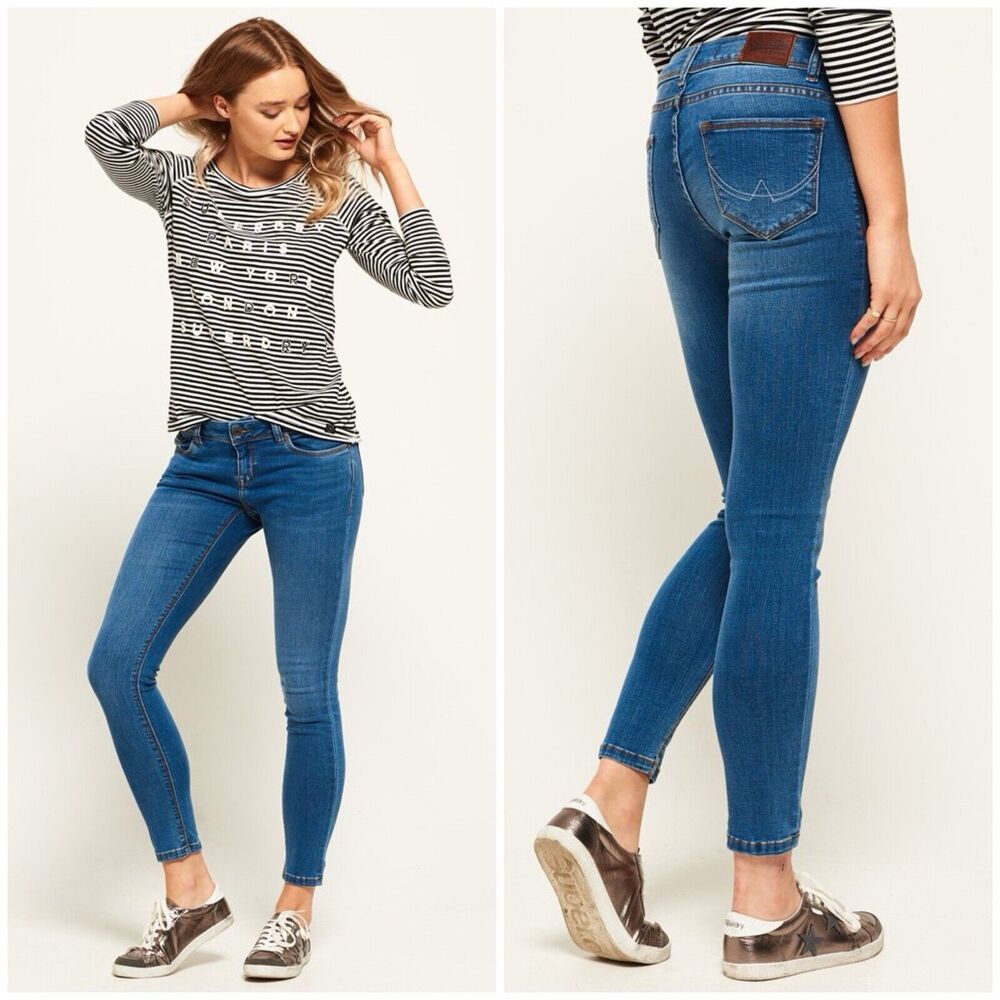 Cassie Superdry Skinny Blue Jean Dark Wash, Size 26/30